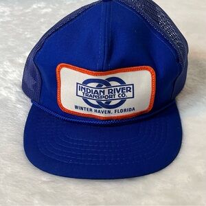 Vintage Indian River Transport Trucker Hat Winter Haven FL Snapback Mesh Cap